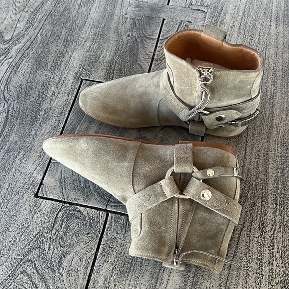 Isabel Marant Etoile faded olive green 7M(37) leather straps ankle hi boots - Picture 15 of 16